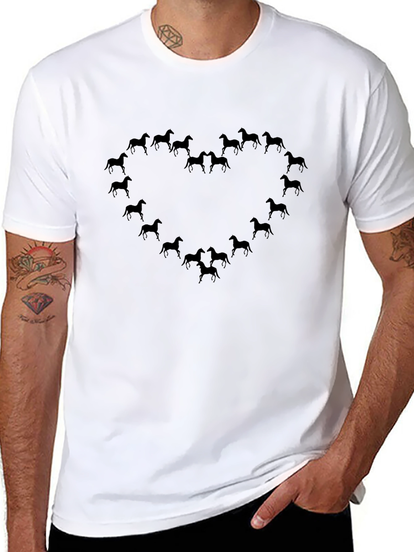 Heart of Horses Graphic Tee - Black