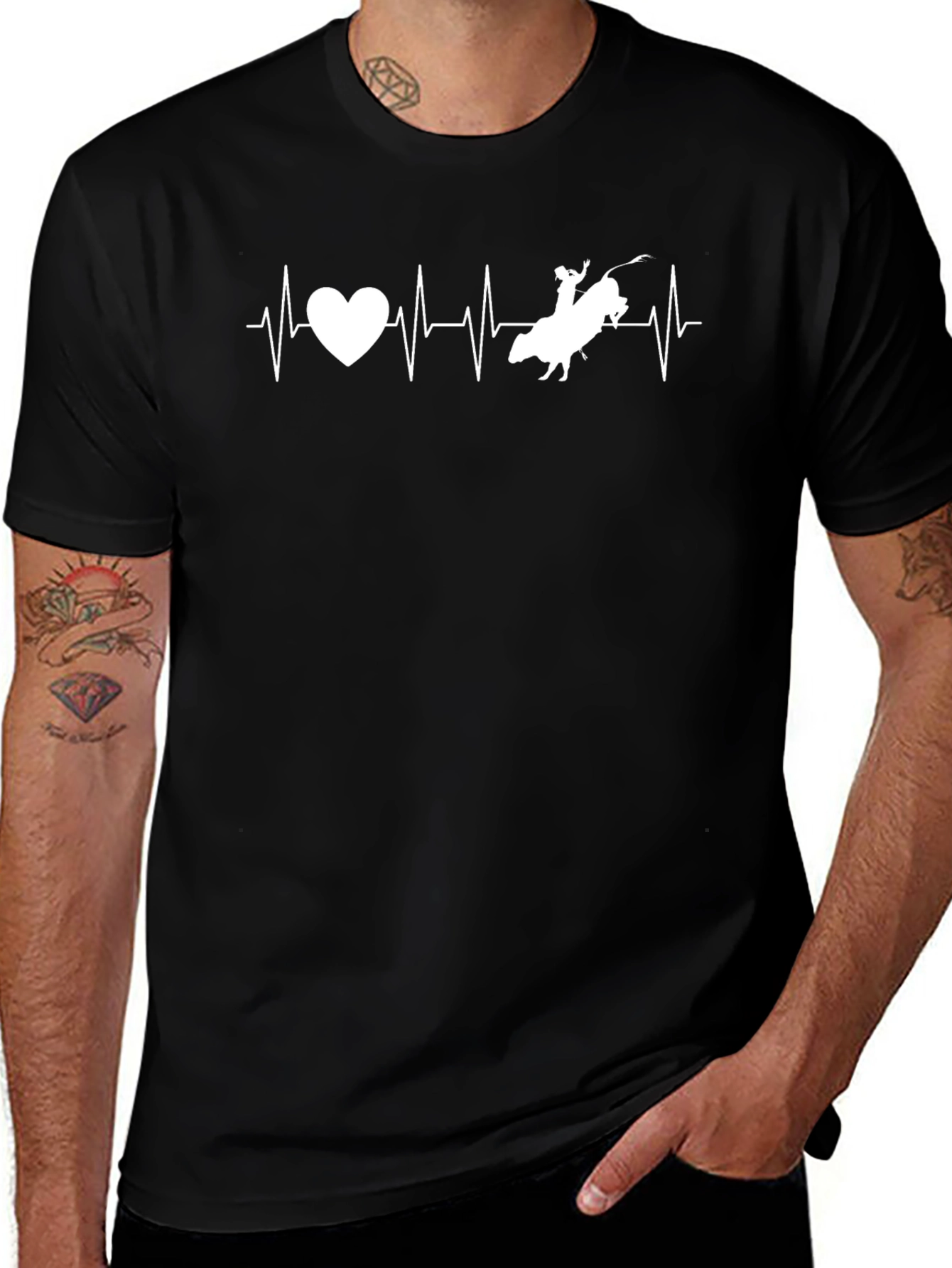 Rodeo Heartbeat T-Shirt - Cowboy Bull Riding Tee