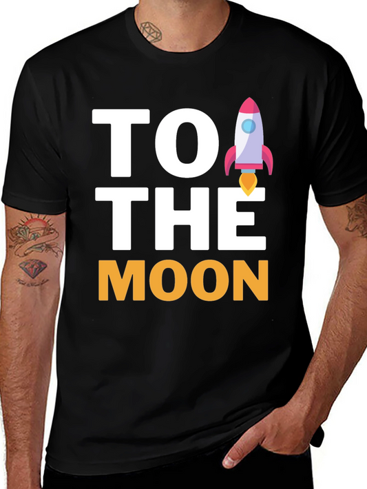 To The Moon Rocket Graphic Tee - Black