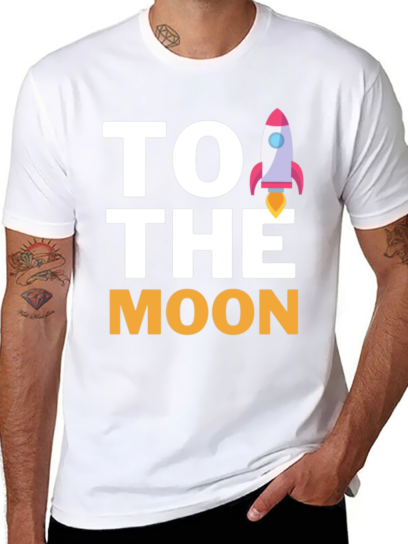 To The Moon Rocket Graphic Tee - Black