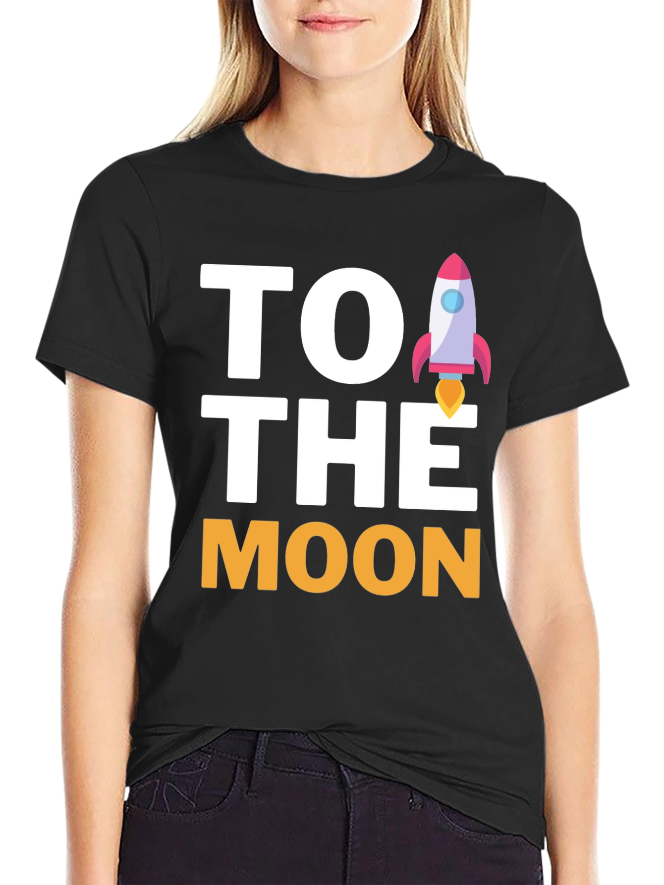 To The Moon Rocket Graphic Tee - Black