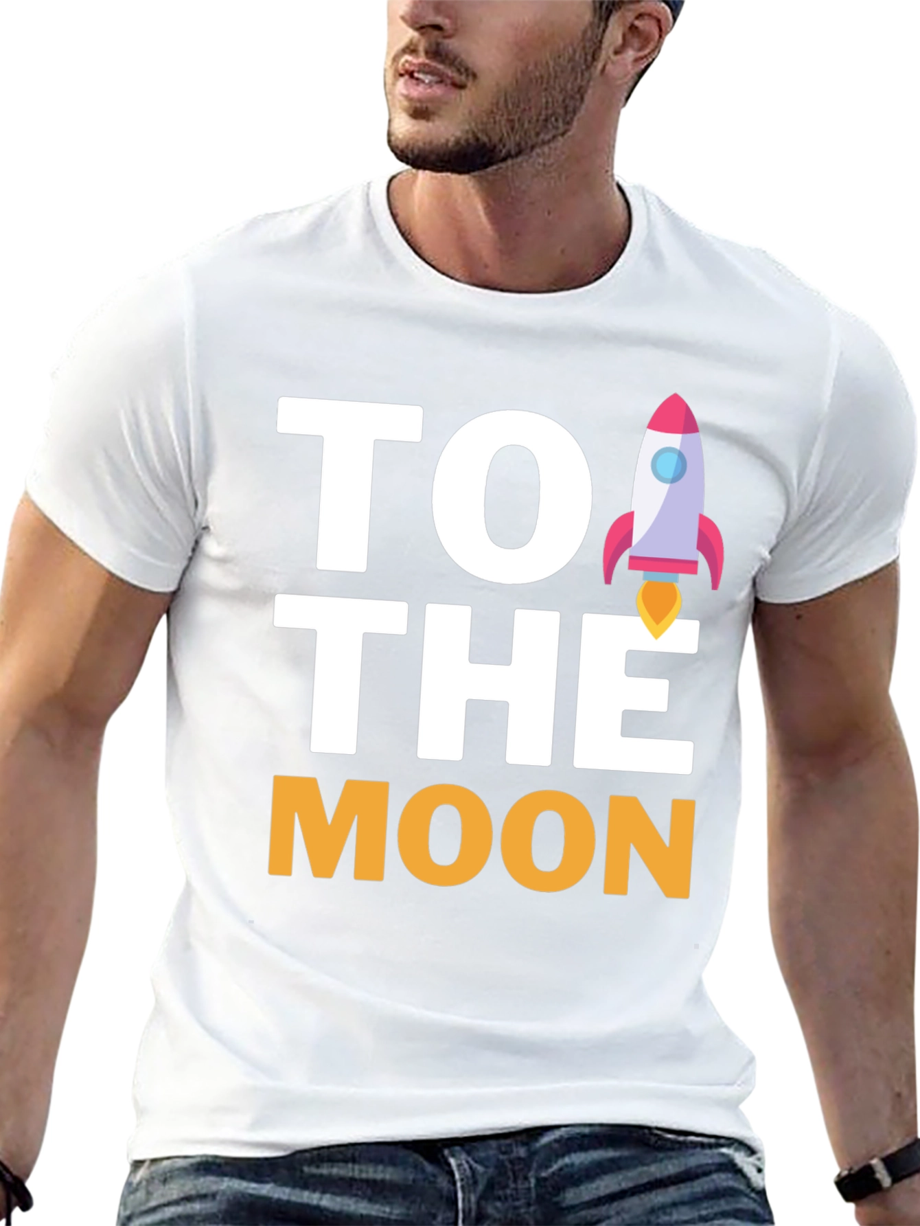 To The Moon Rocket Graphic Tee - Black