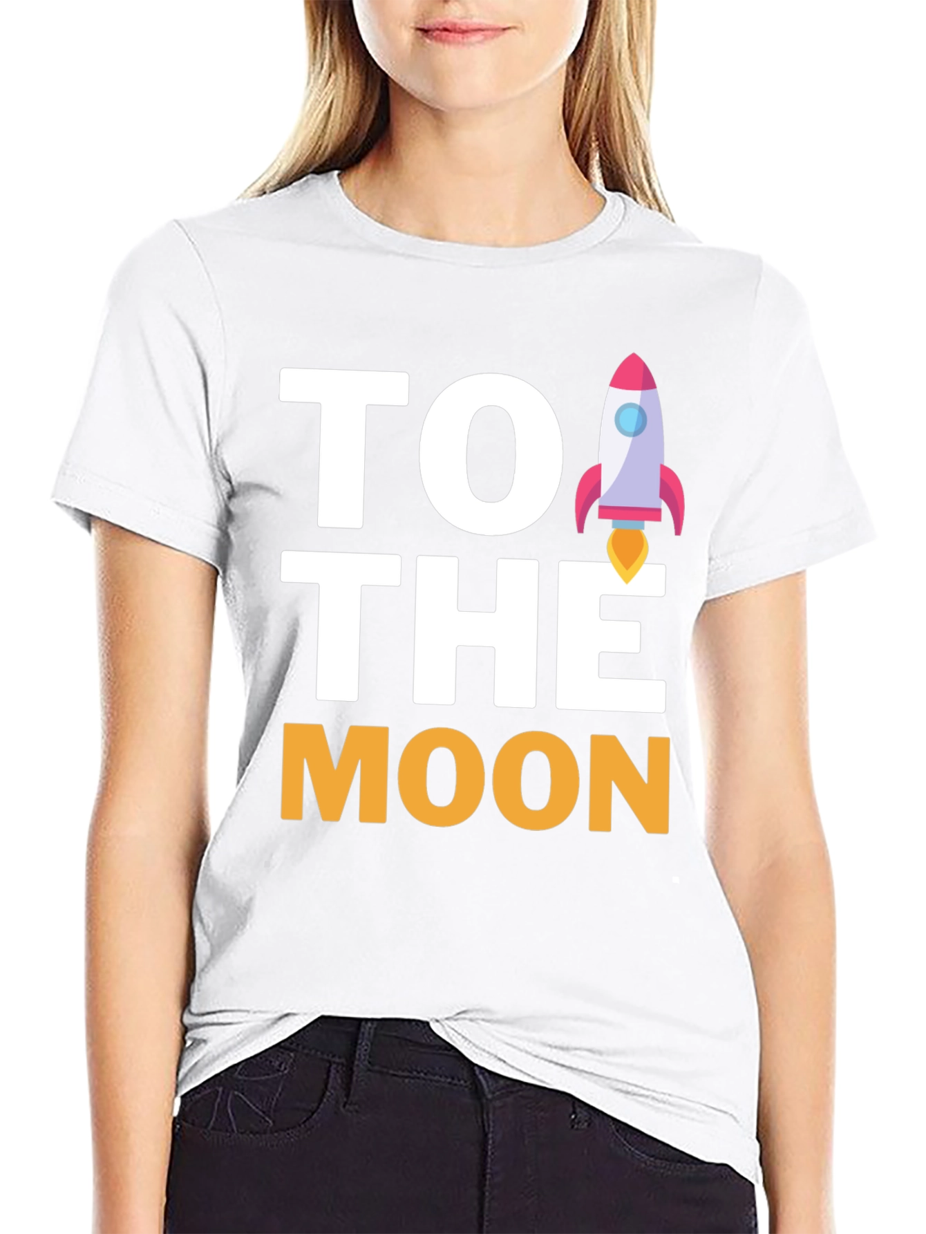 To The Moon Rocket Graphic Tee - Black
