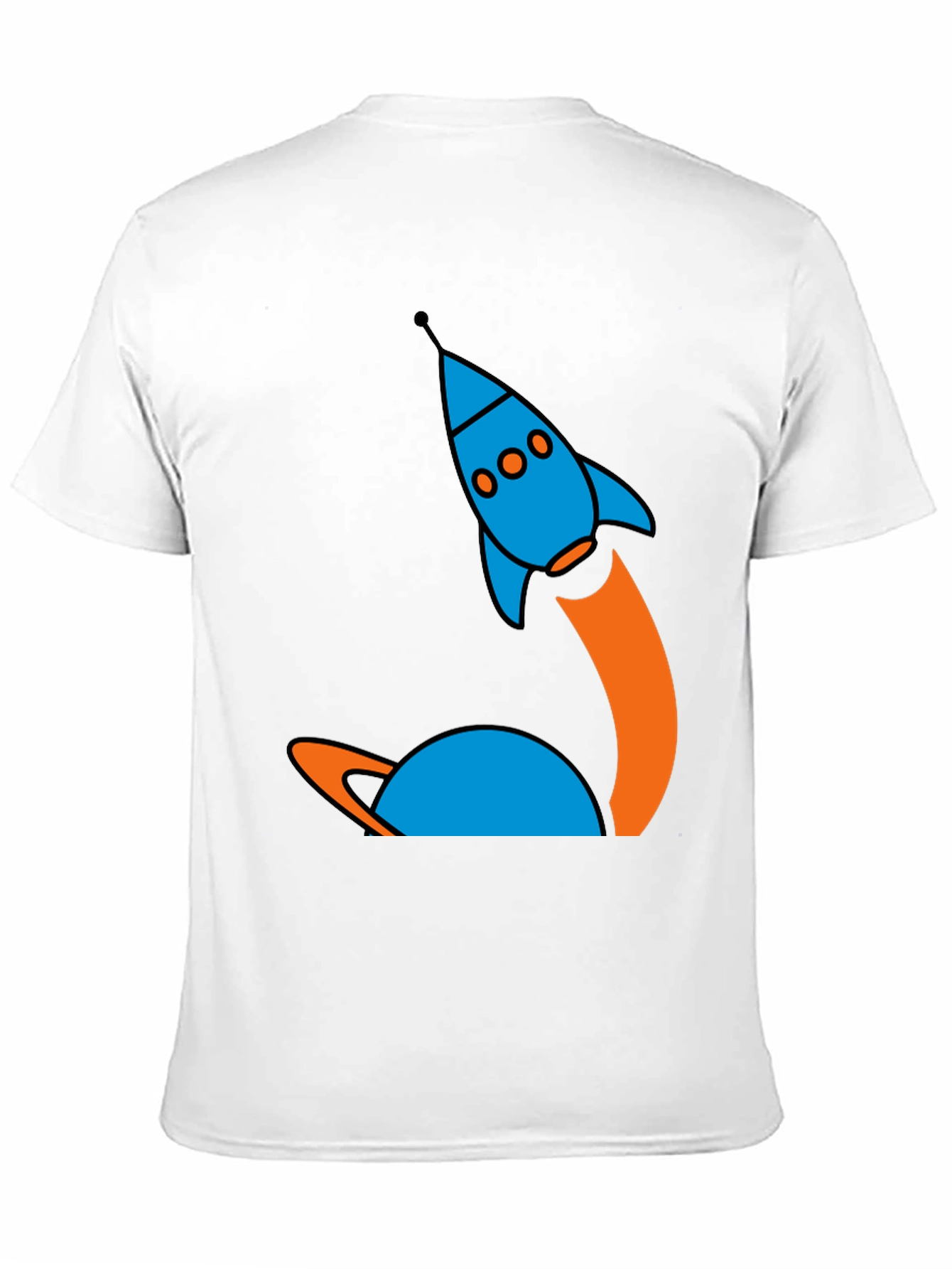 Retro Rocket Launch Graphic Tee - Black Cotton