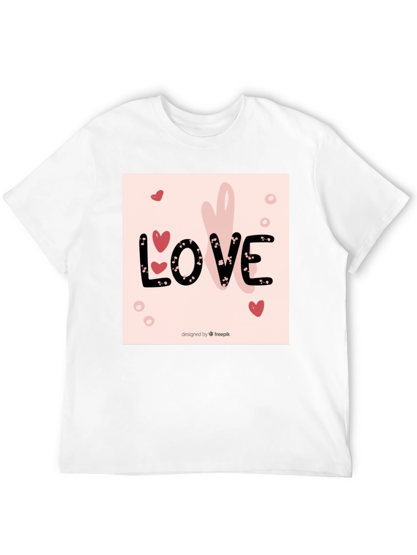 Love Heart Design Black Cotton T-Shirt
