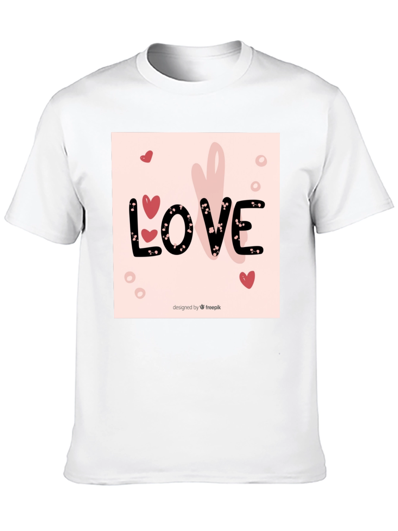Love Heart Design Black Cotton T-Shirt
