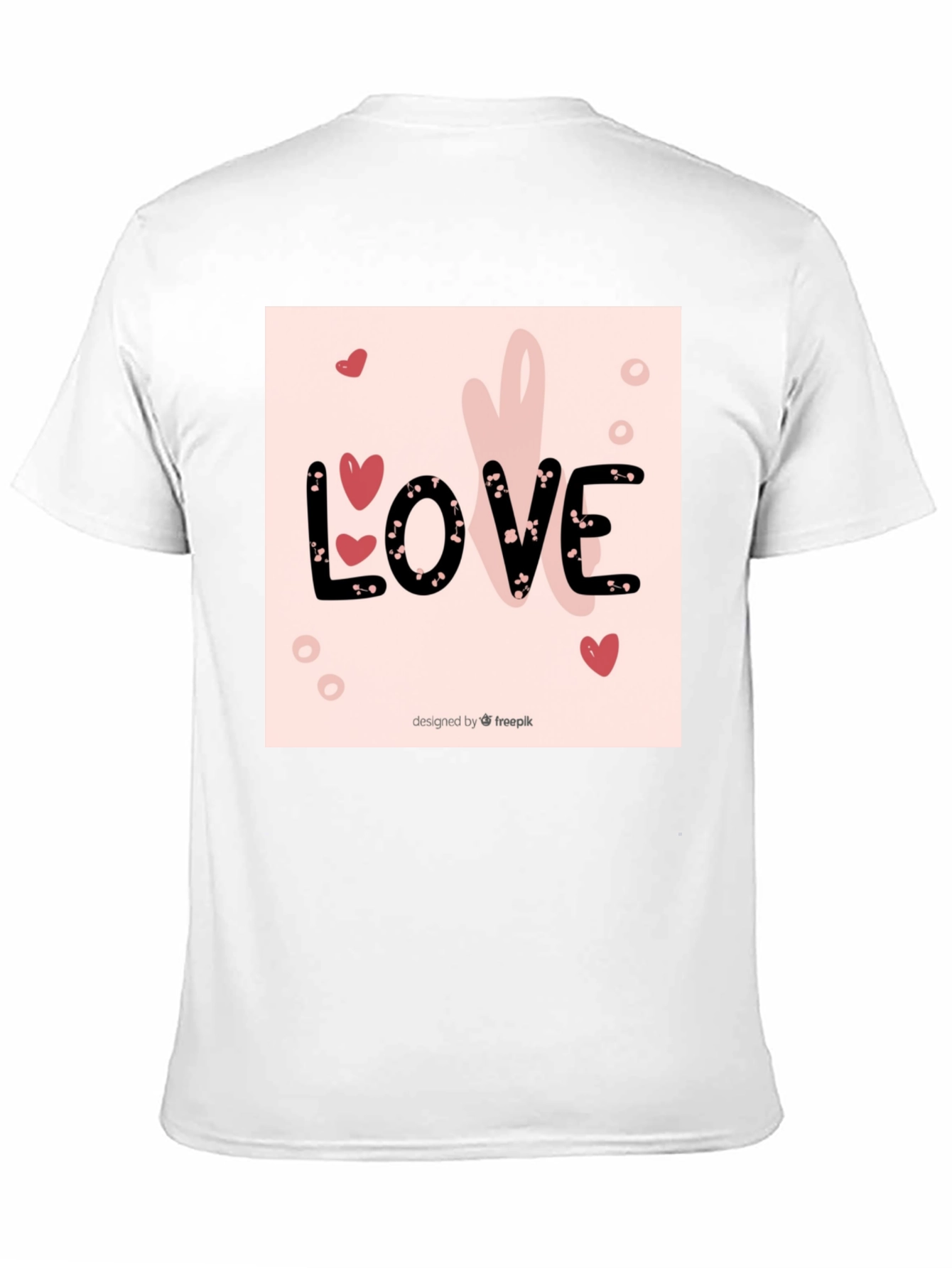 Love Heart Design Black Cotton T-Shirt