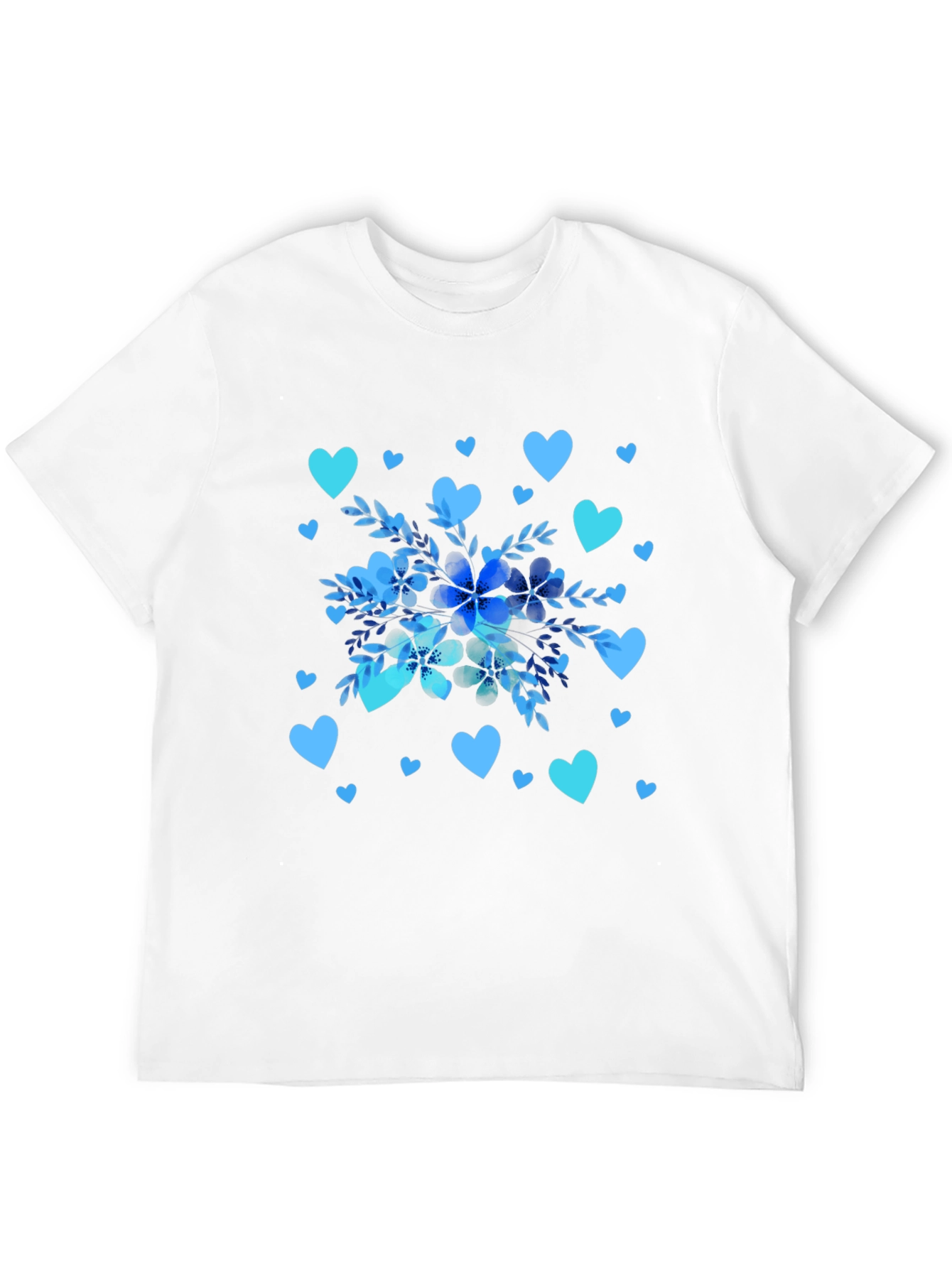 Floral Heart Print Black T-Shirt