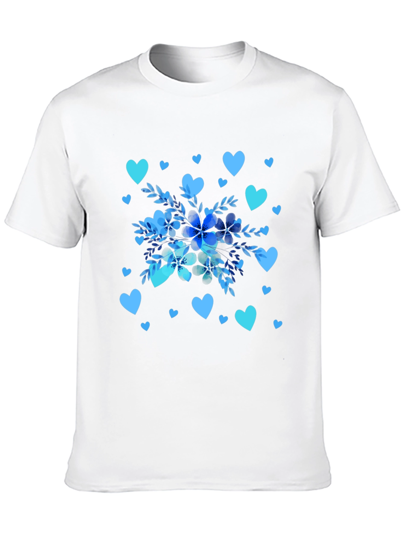 Floral Heart Print Black T-Shirt