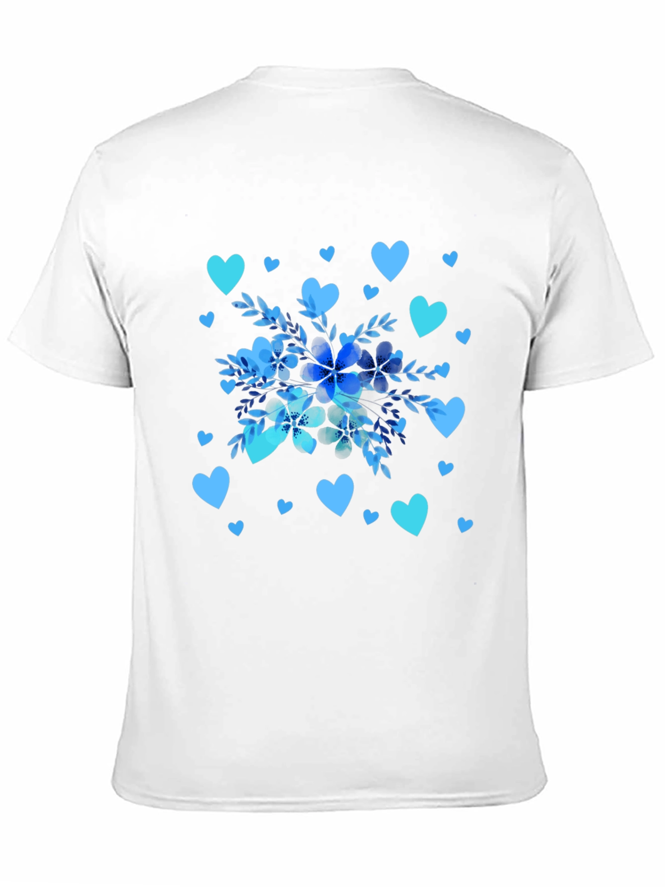Floral Heart Print Black T-Shirt