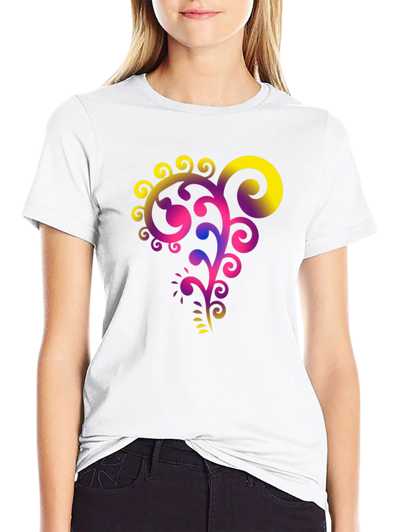 Floral Swirl Graphic Black T-Shirt