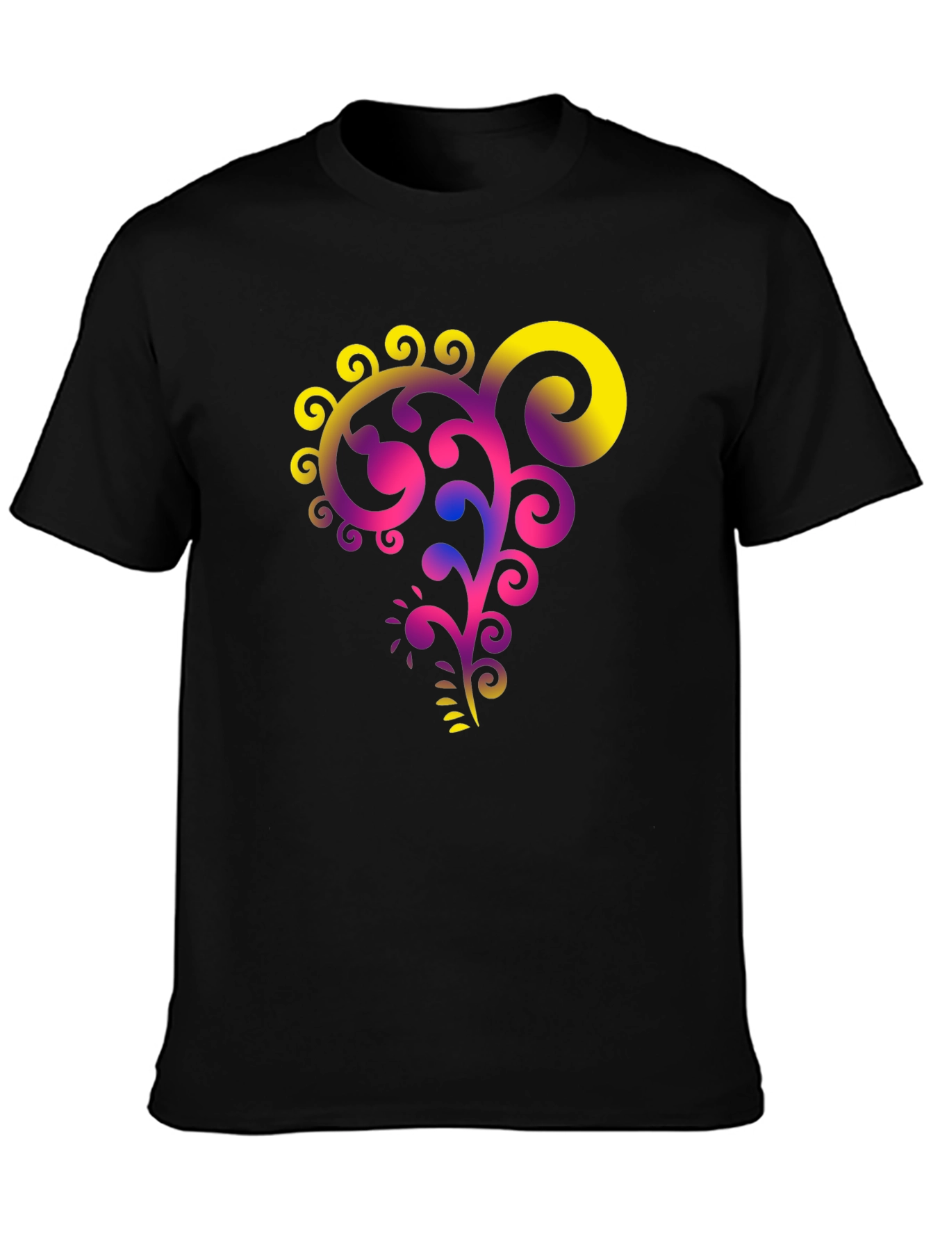 Floral Swirl Graphic Black T-Shirt