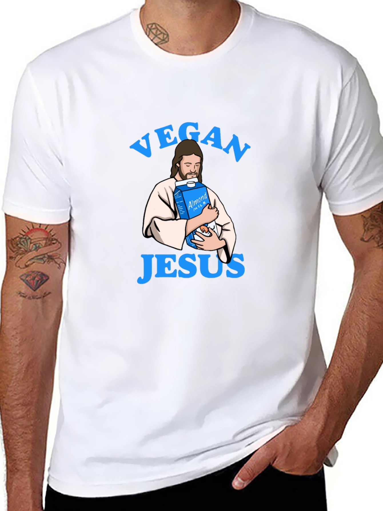 Vegan Jesus T-Shirt - Almond Milk Humor Tee