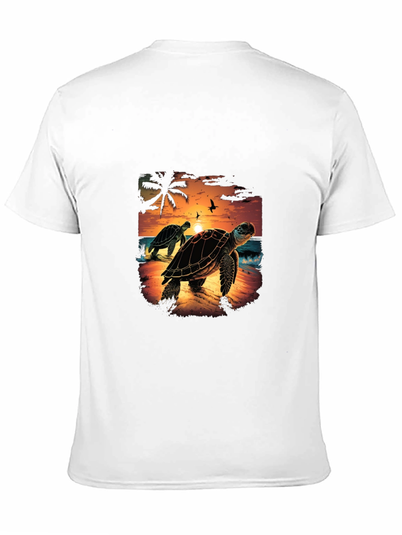 Sunset Turtle Graphic Tee - Black
