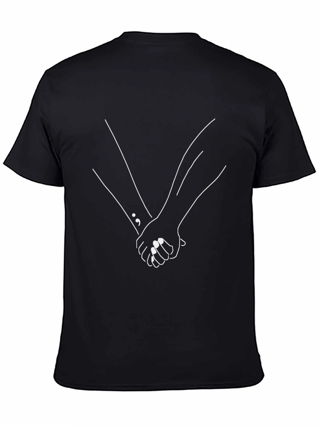 Minimalist Holding Hands Graphic Black Tee