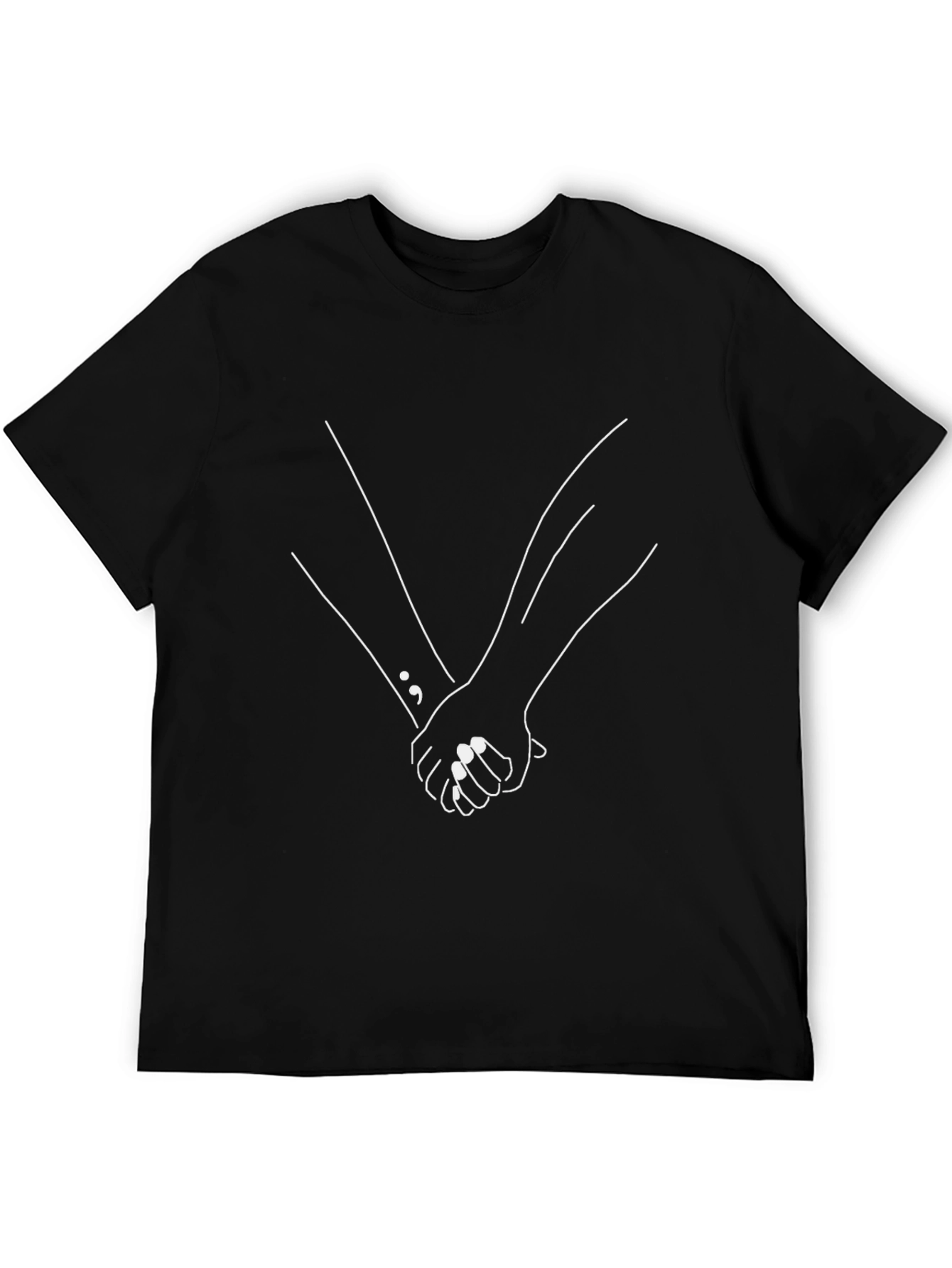 Minimalist Holding Hands Graphic Black Tee