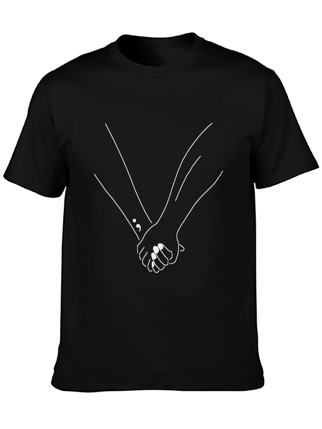 Minimalist Holding Hands Graphic Black Tee