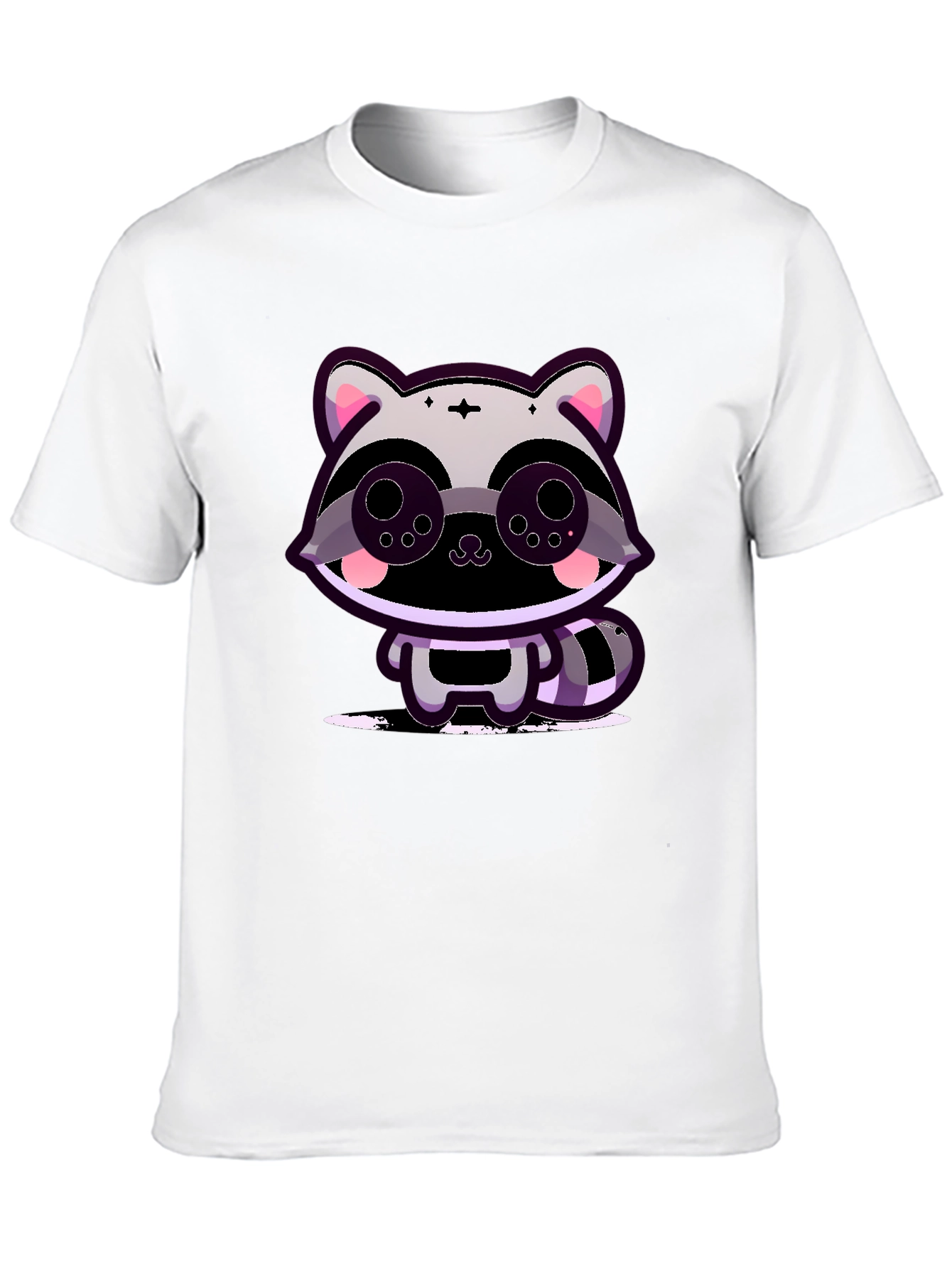 Cute Raccoon Graphic Tee - Black Cotton T-Shirt