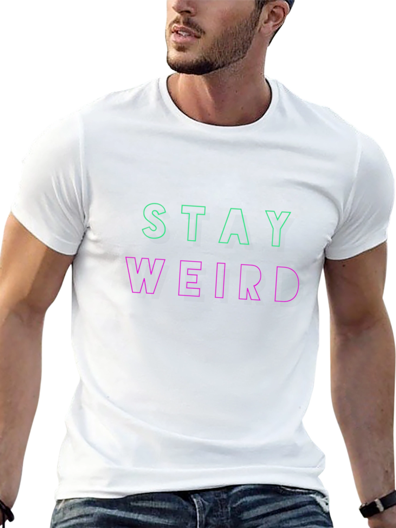 Stay Weird Graphic Tee - Trendy Slogan T-Shirt