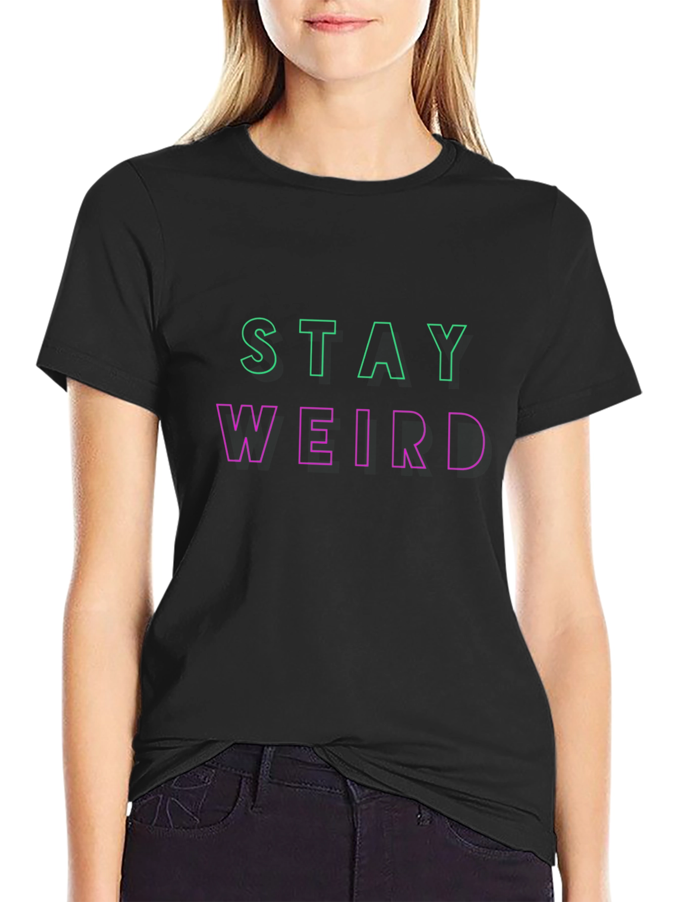 Stay Weird Graphic Tee - Trendy Slogan T-Shirt