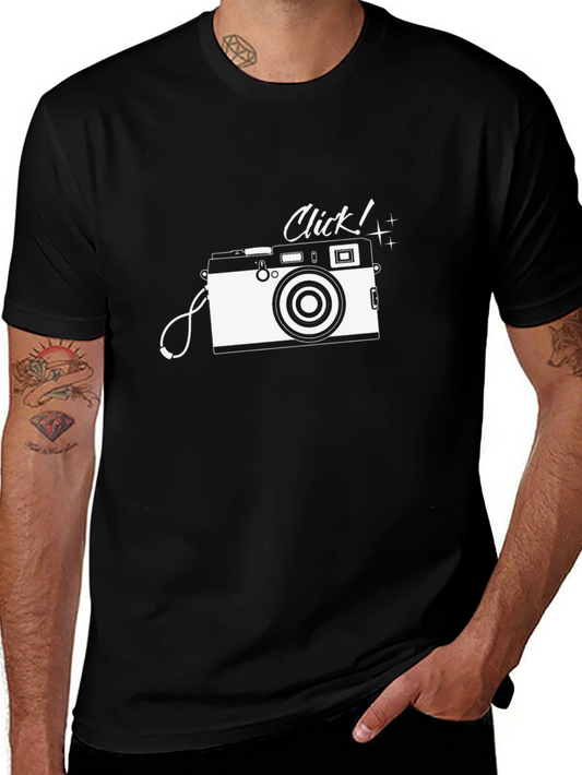 Retro Camera Click Graphic Tee - Black