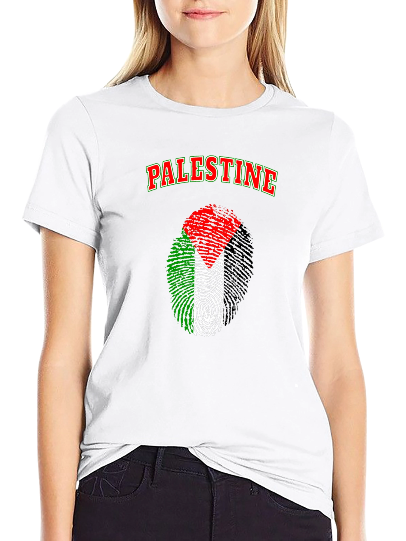 Palestine Fingerprint Flag Graphic T-Shirt