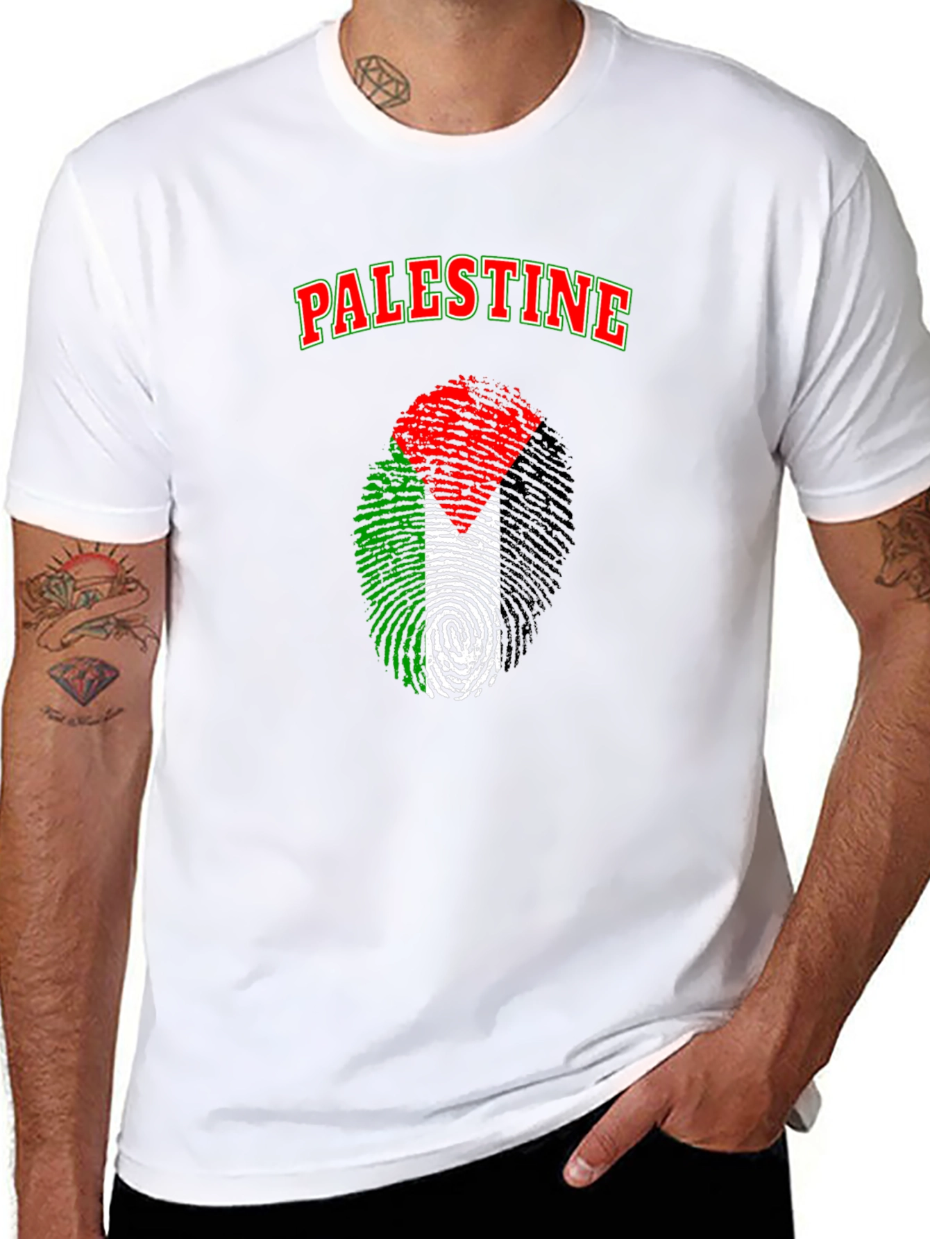 Palestine Fingerprint Flag Graphic T-Shirt
