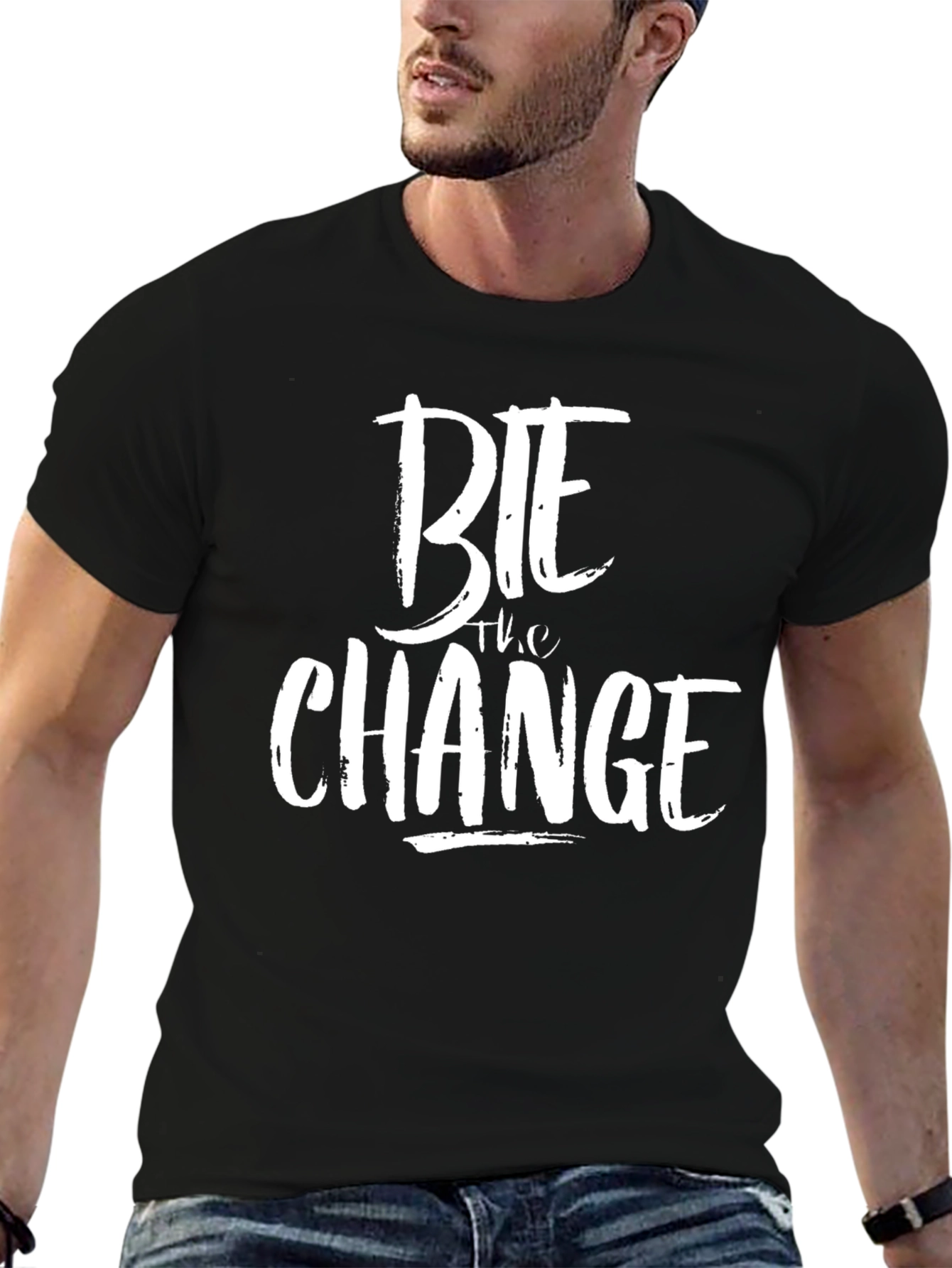Bite the Change Black Graphic Tee for Men