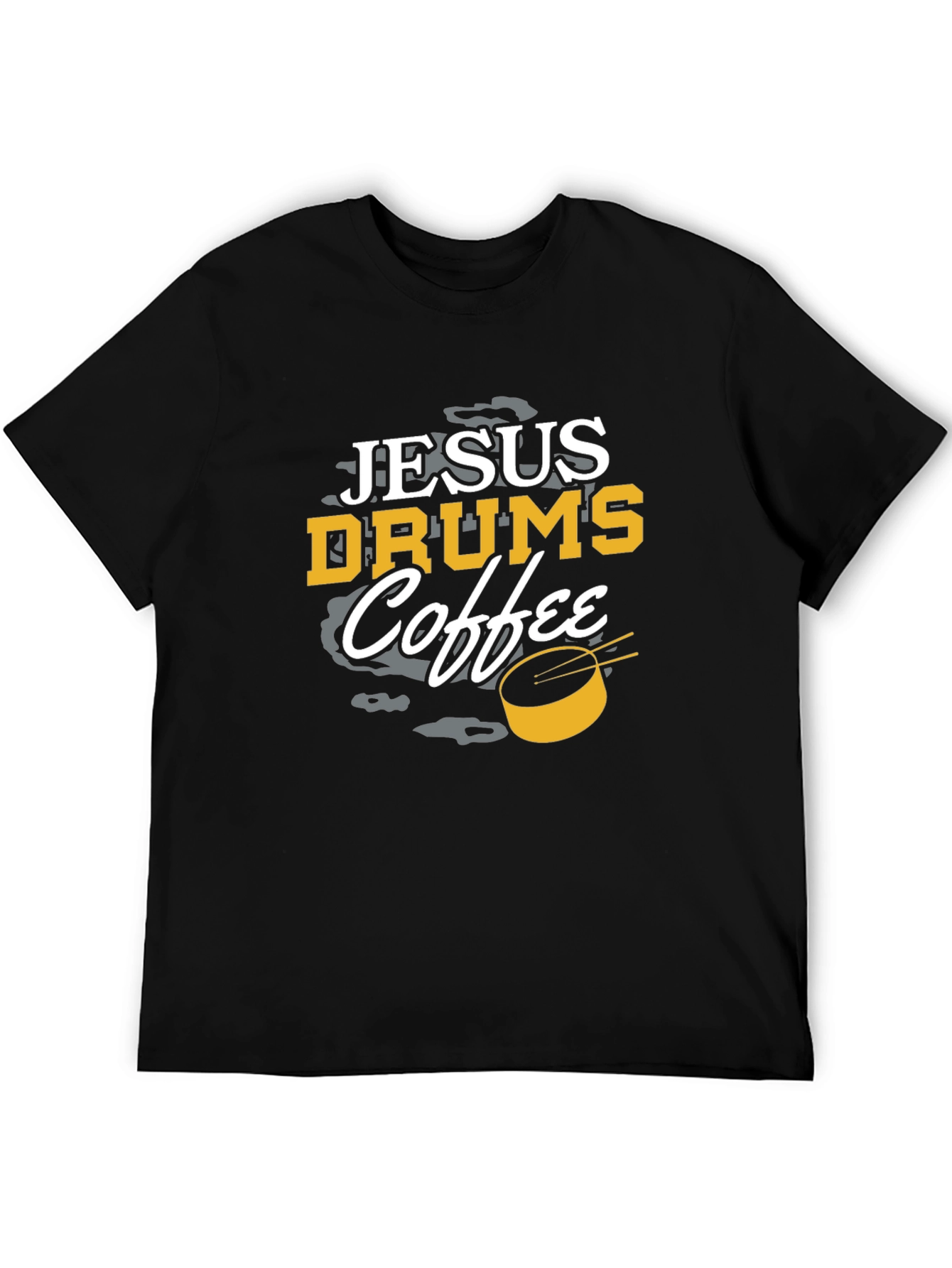 Jesus Drums Coffee Black Graphic Tee
