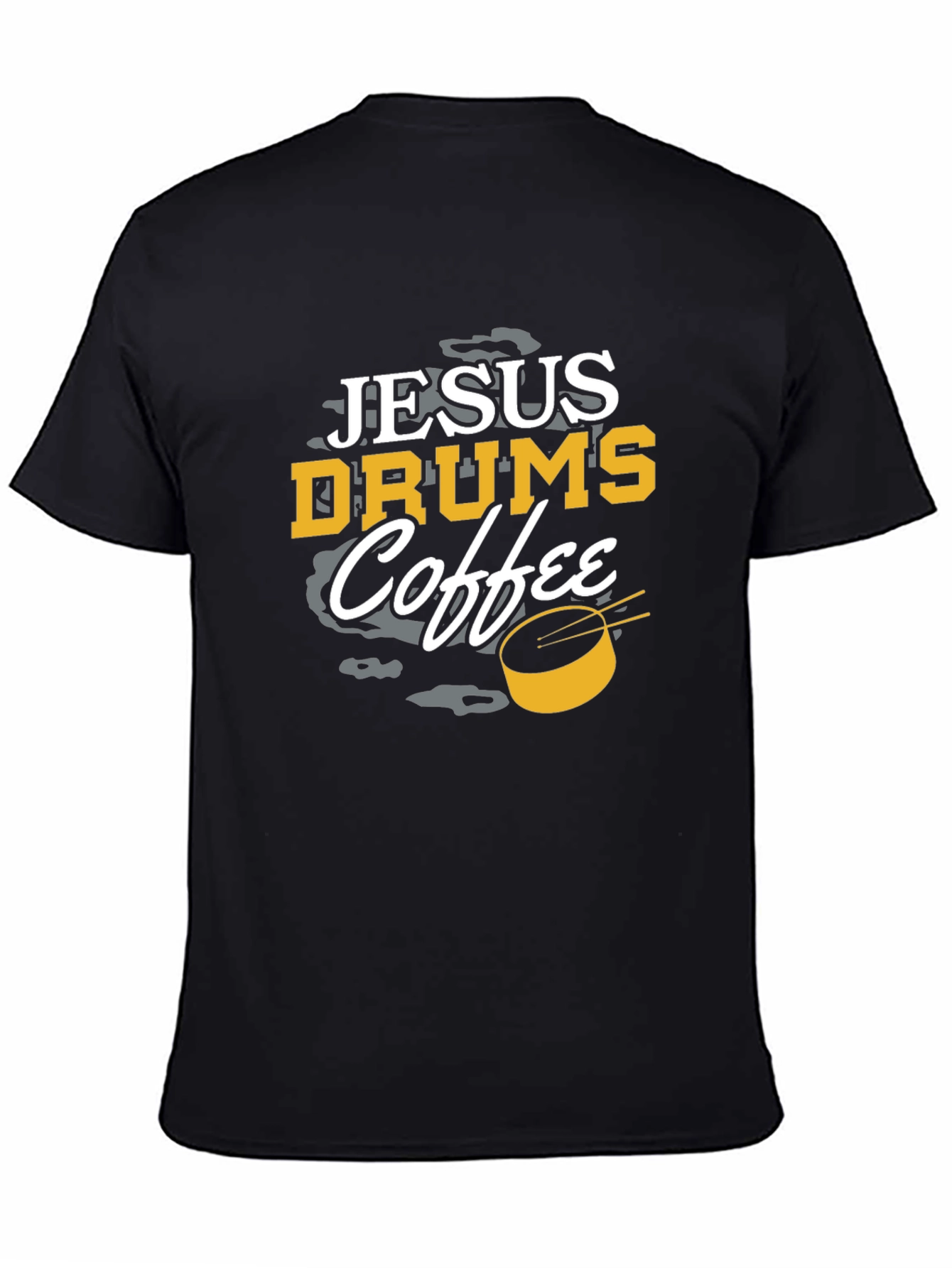 Jesus Drums Coffee Black Graphic Tee