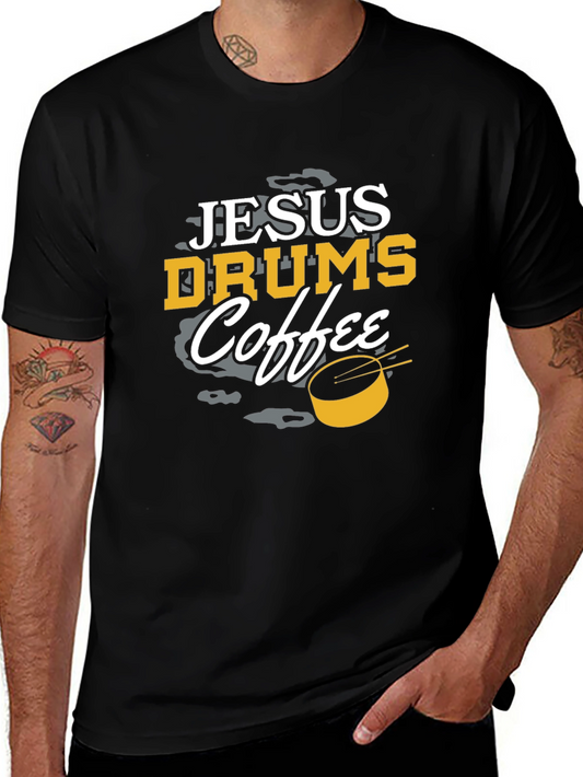 Jesus Drums Coffee Black Graphic Tee