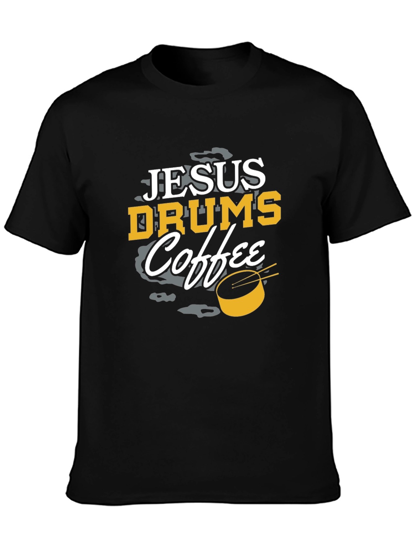 Jesus Drums Coffee Black Graphic Tee