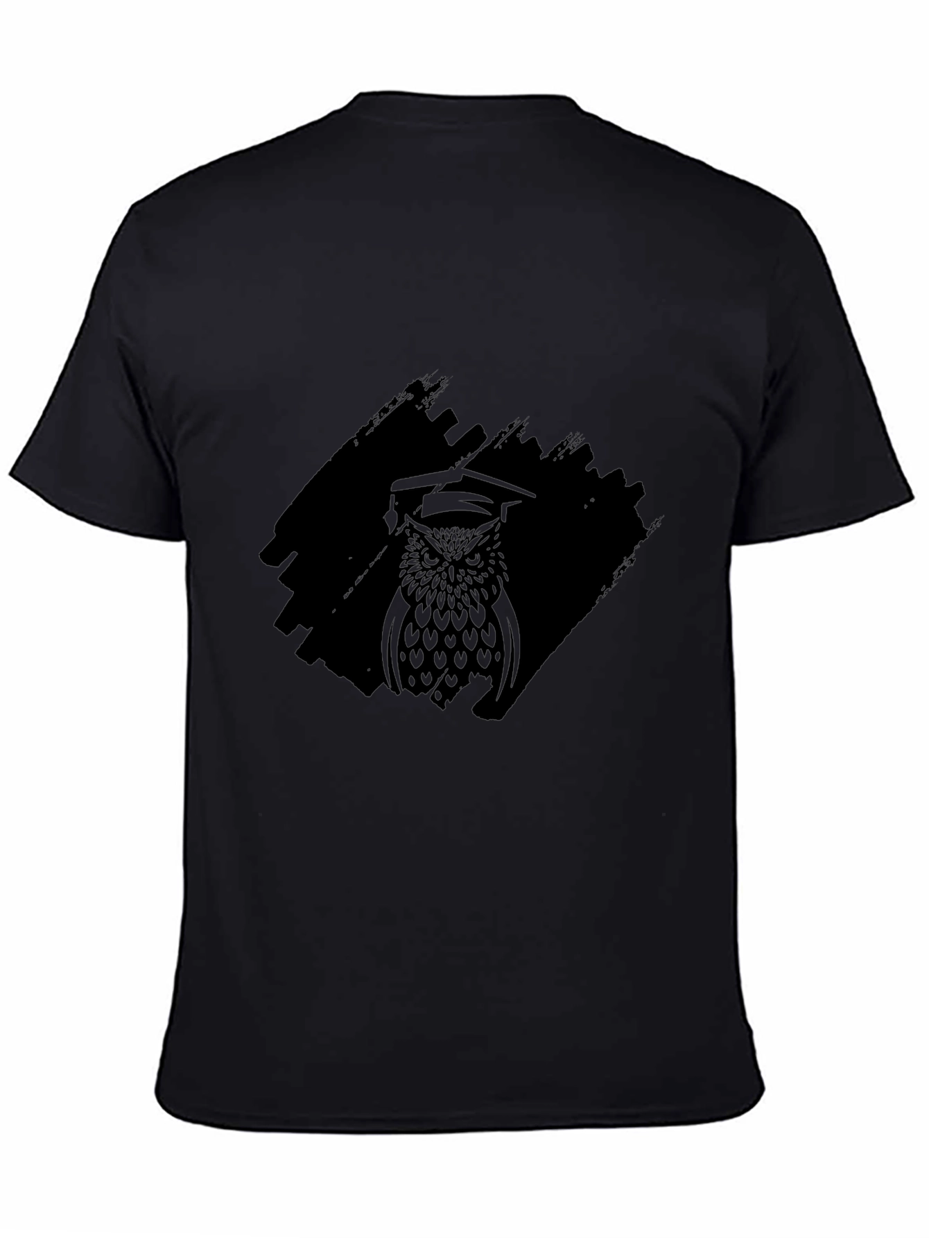 Mens Black Owl Graphic Print T-Shirt