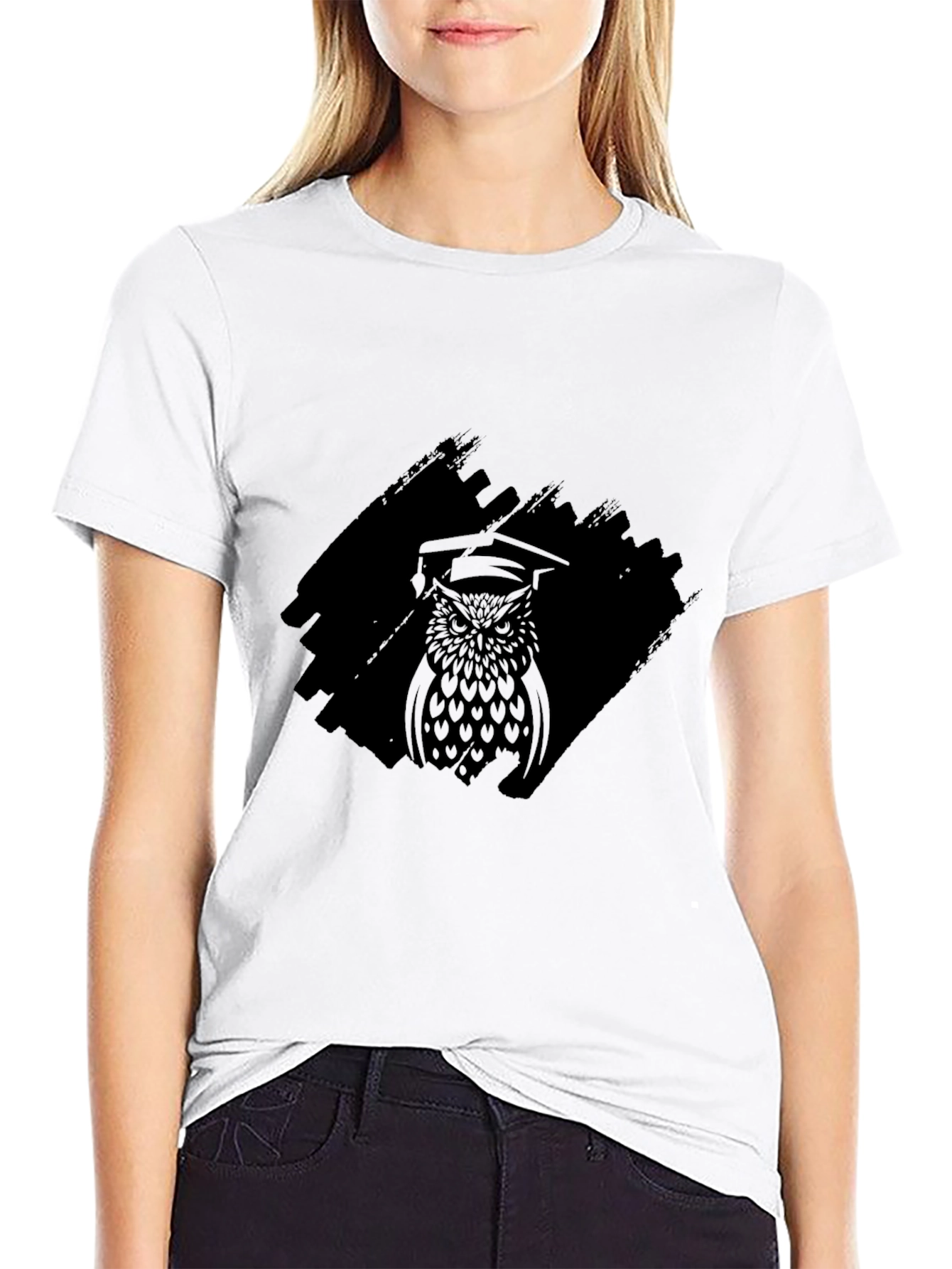 Mens Black Owl Graphic Print T-Shirt