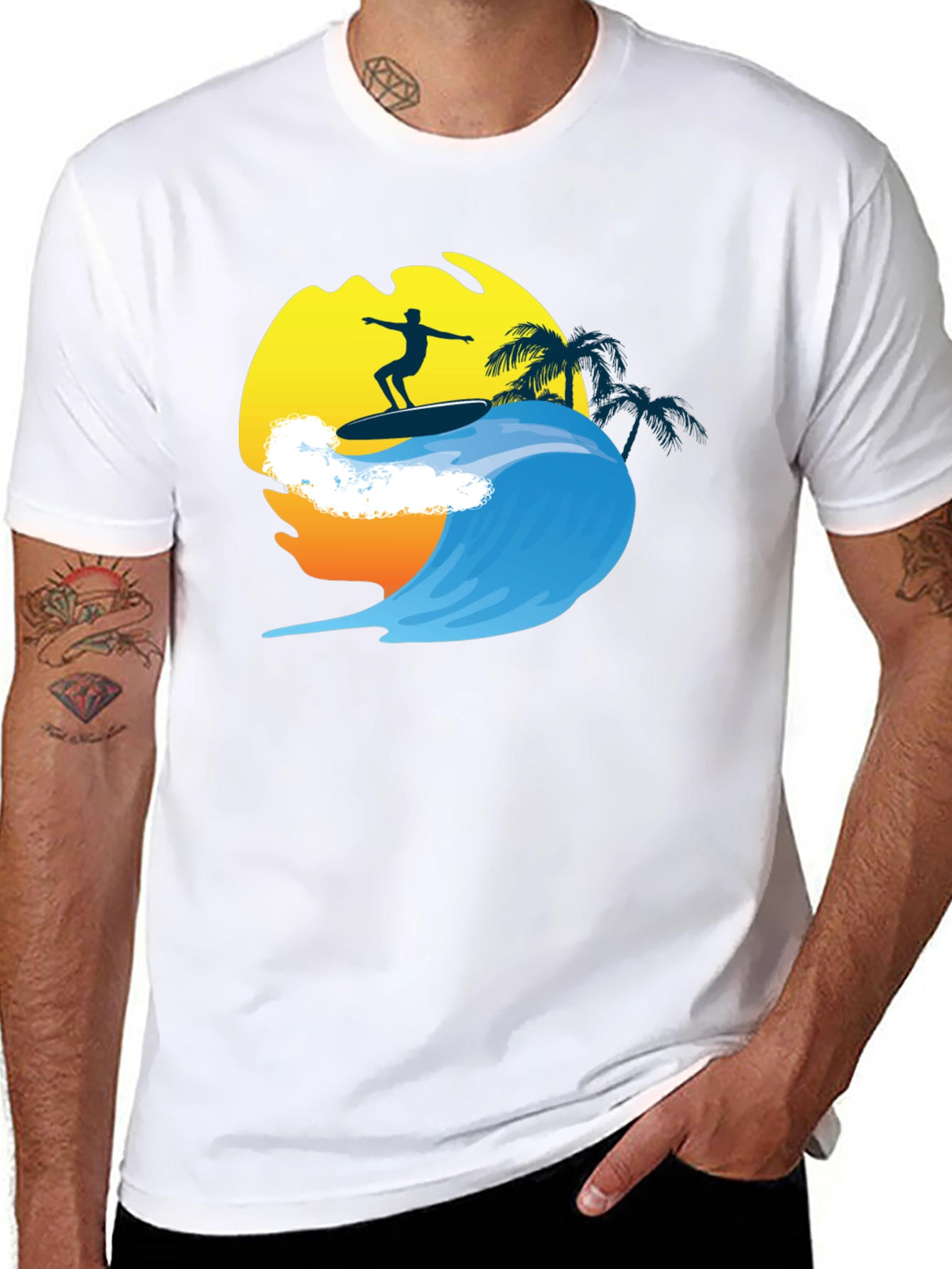Surfer Wave Graphic Tee - Cool Summer Vibes T-Shirt