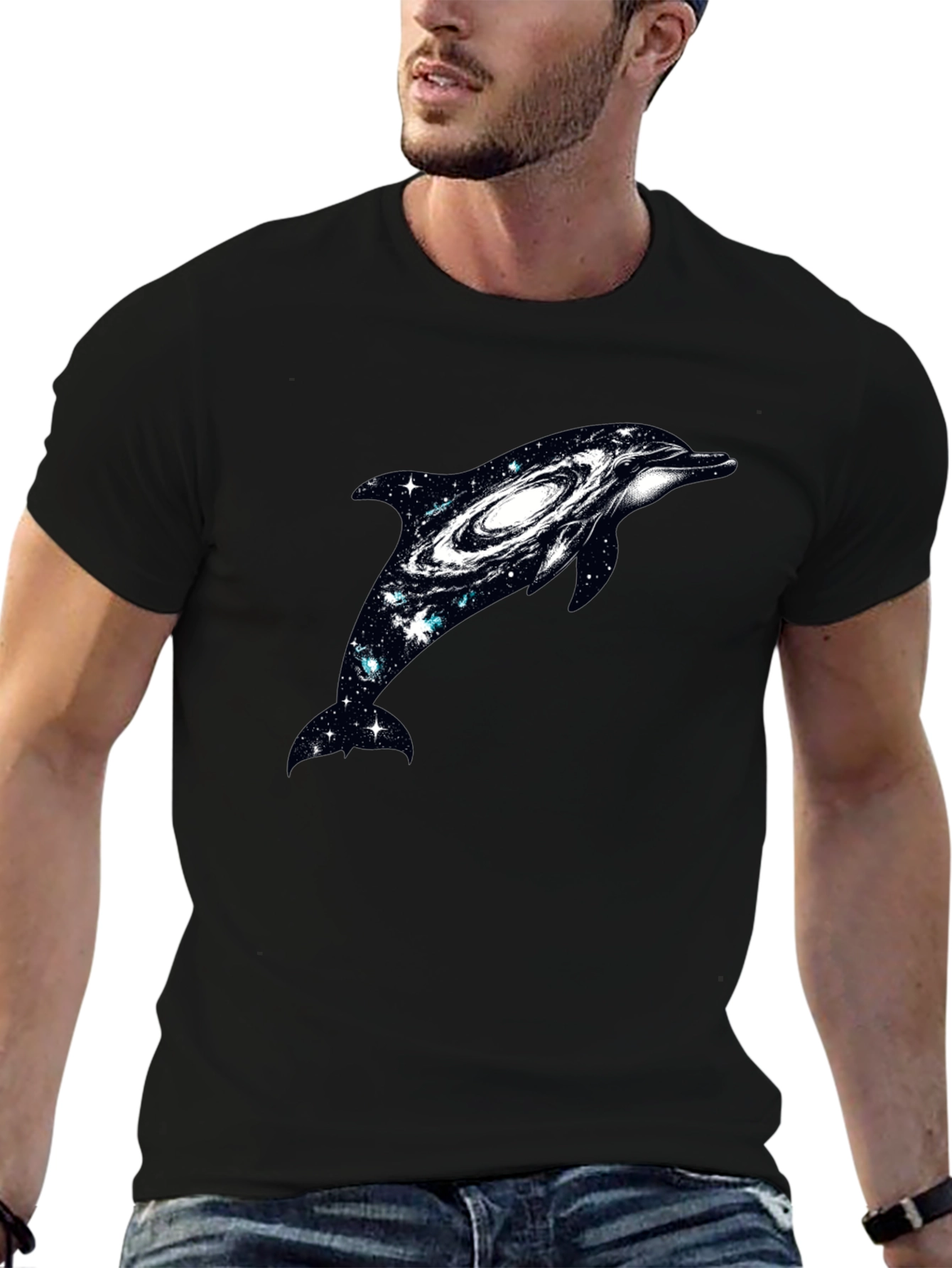 Galaxy Dolphin Graphic Tee - Unique Space Design