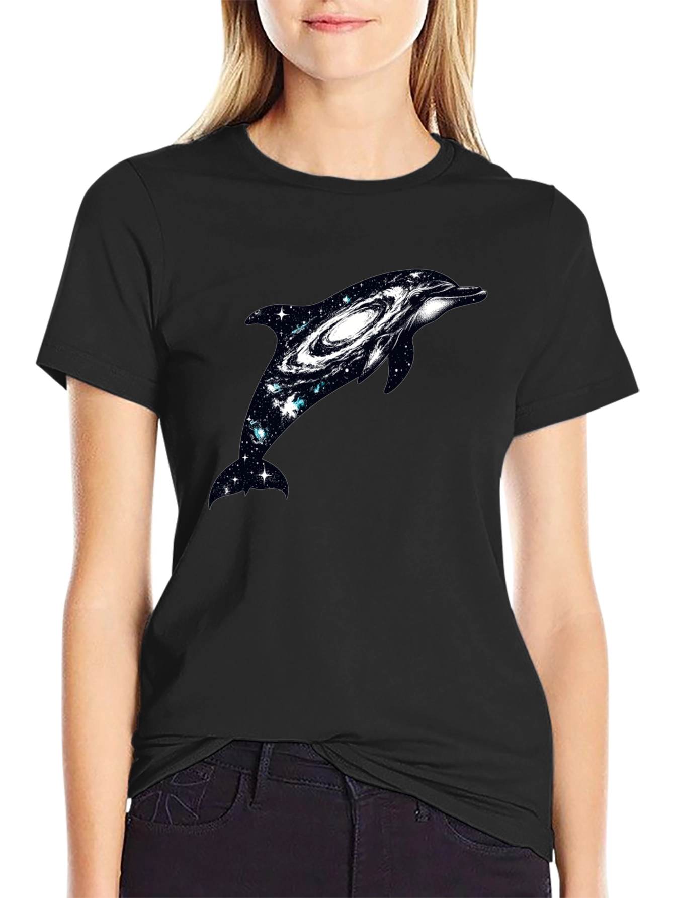 Galaxy Dolphin Graphic Tee - Unique Space Design
