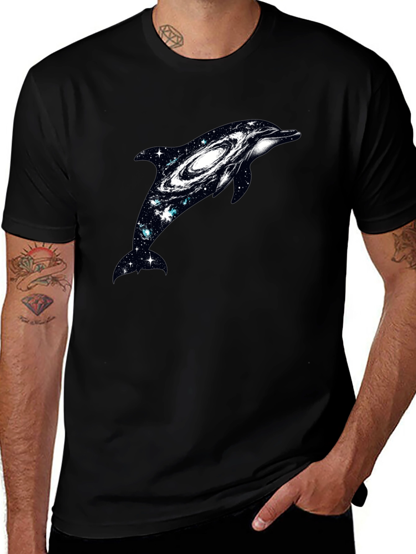 Galaxy Dolphin Graphic Tee - Unique Space Design