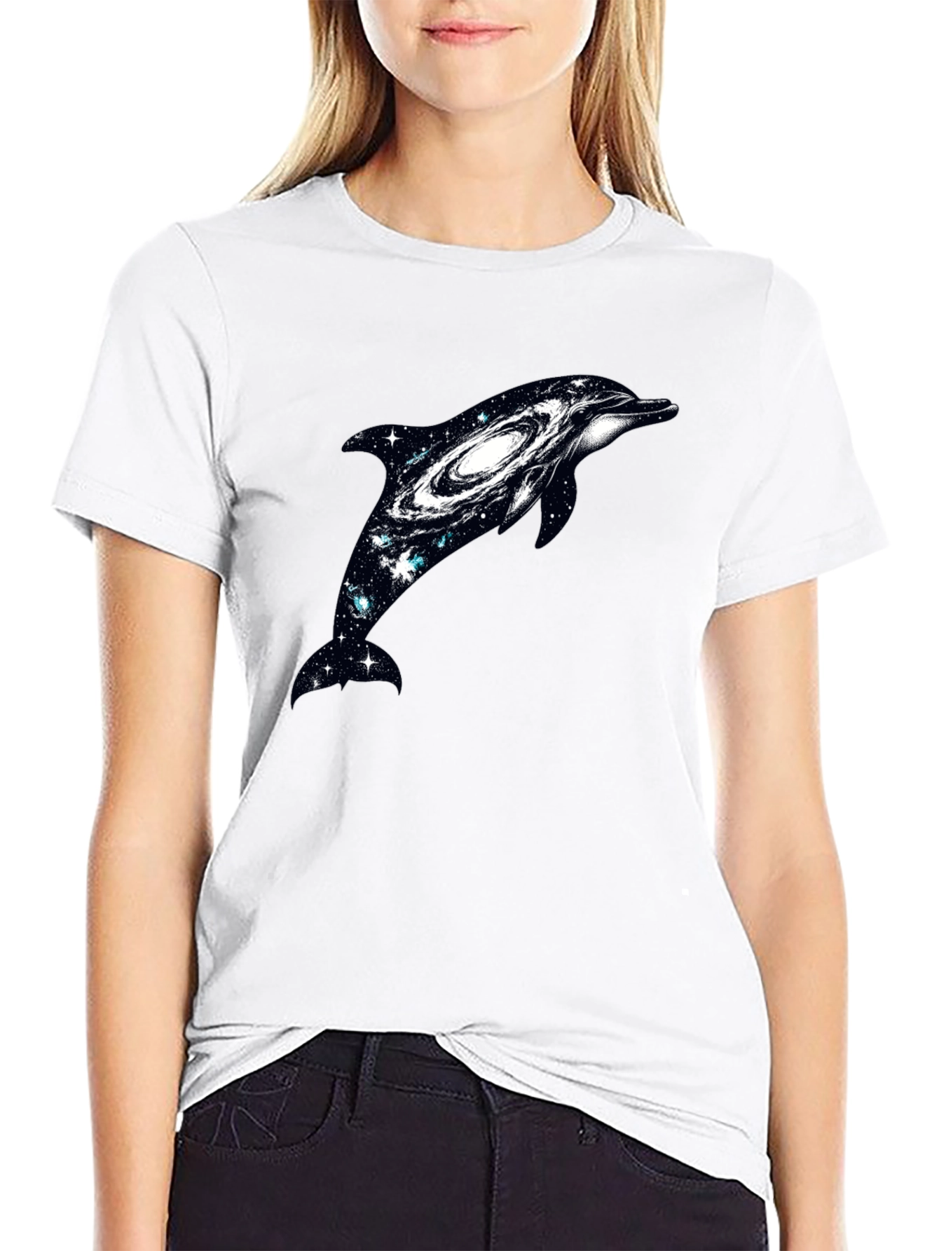 Galaxy Dolphin Graphic Tee - Unique Space Design