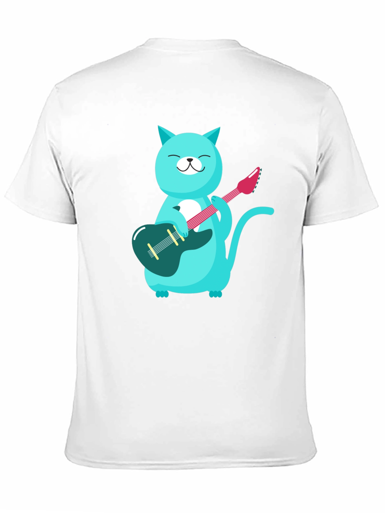Cat Guitarist T-Shirt - Black Cotton Tee