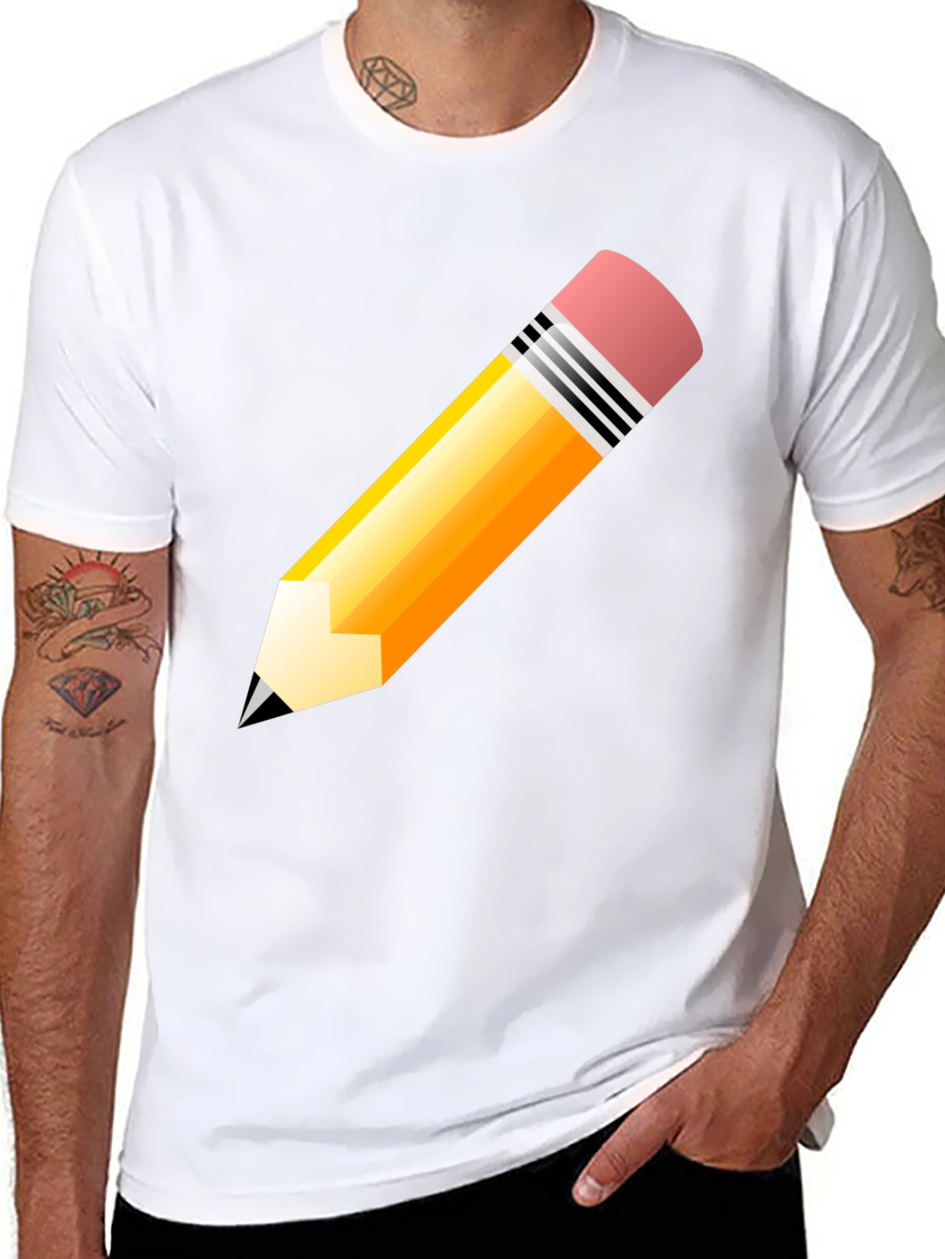 Pencil Graphic T-Shirt - Black Cotton Tee