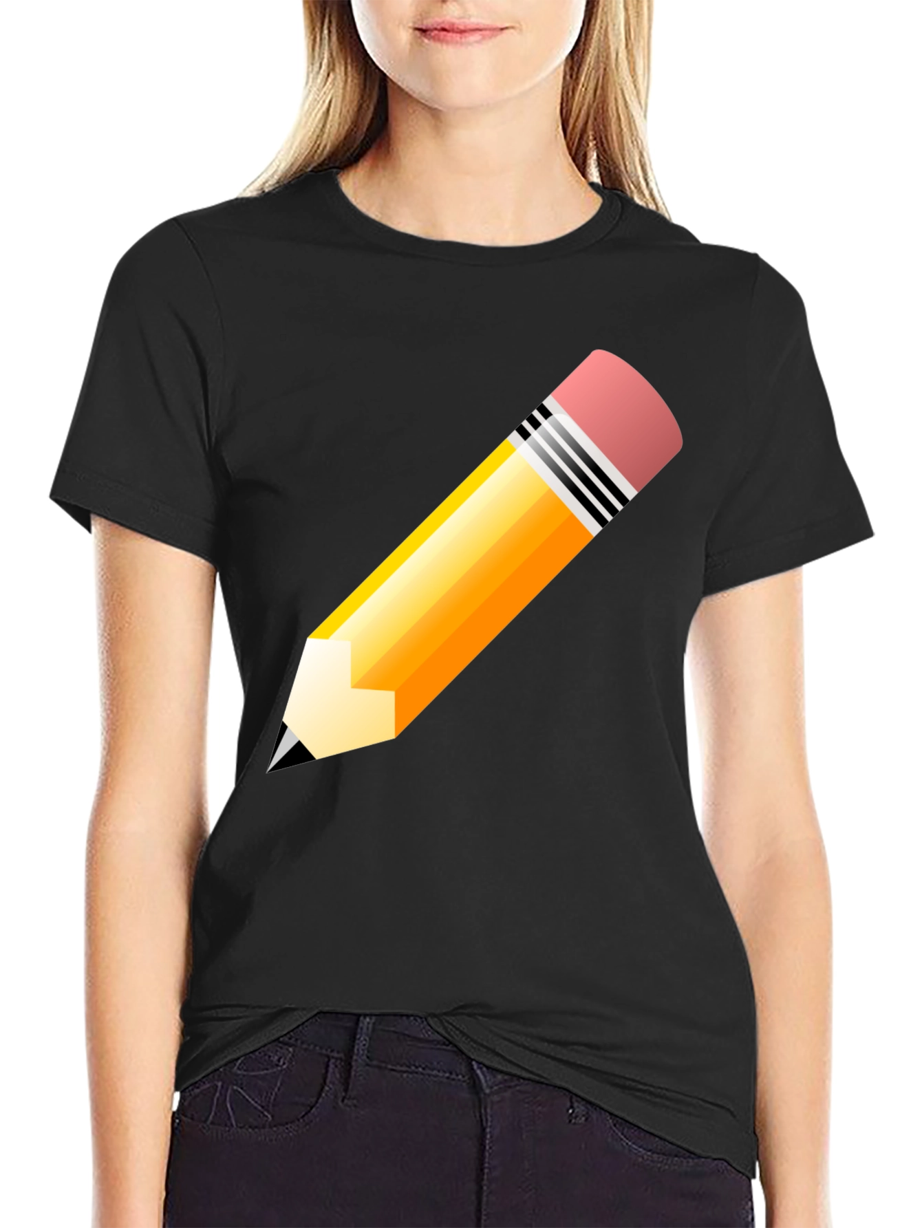 Pencil Graphic T-Shirt - Black Cotton Tee