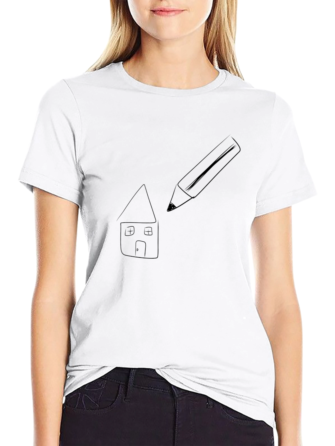 Creative Sketch Tee - Black Cotton Graphic T-Shirt