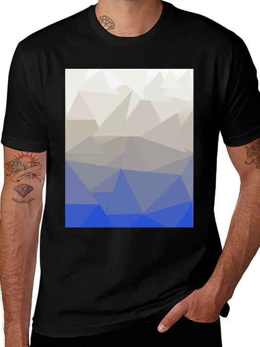 Abstract Geometric Triangle Print T-Shirt - Black