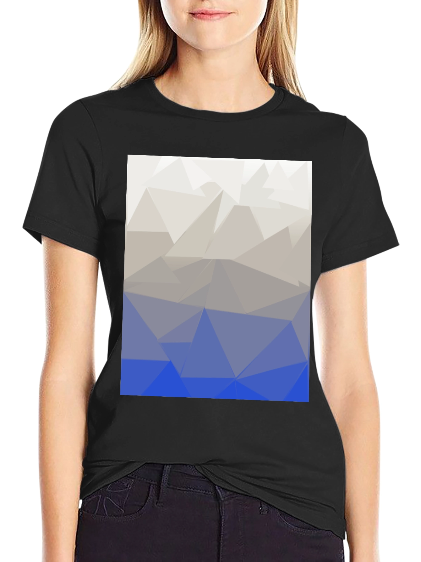 Abstract Geometric Triangle Print T-Shirt - Black