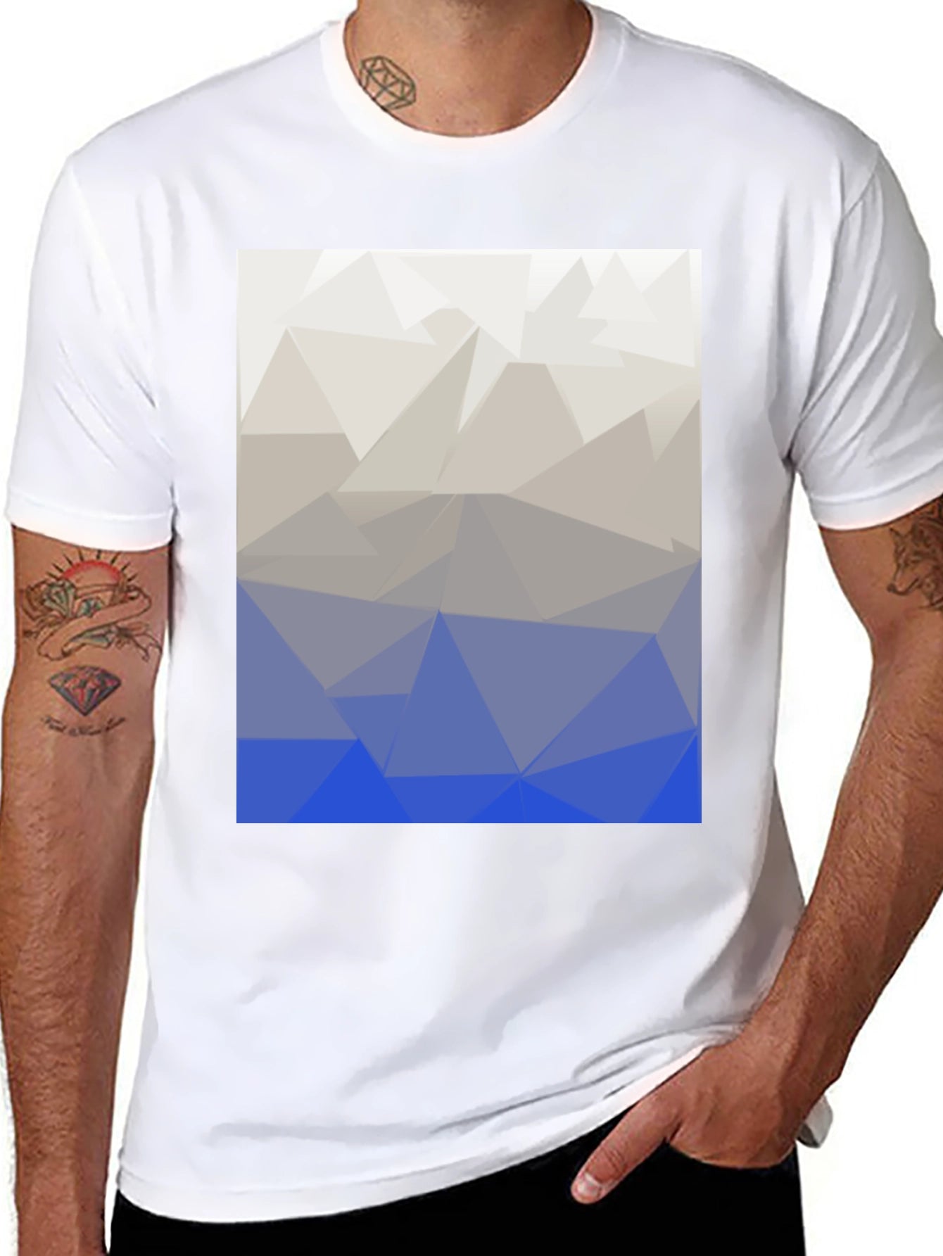 Abstract Geometric Triangle Print T-Shirt - Black