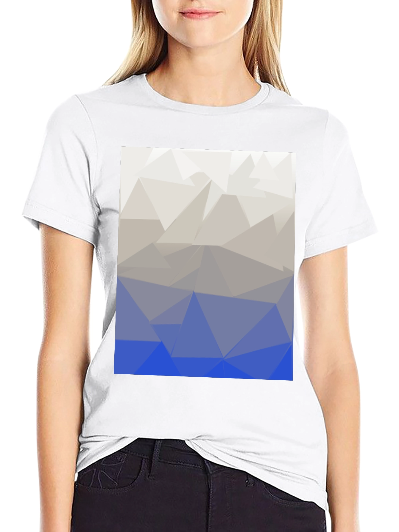 Abstract Geometric Triangle Print T-Shirt - Black