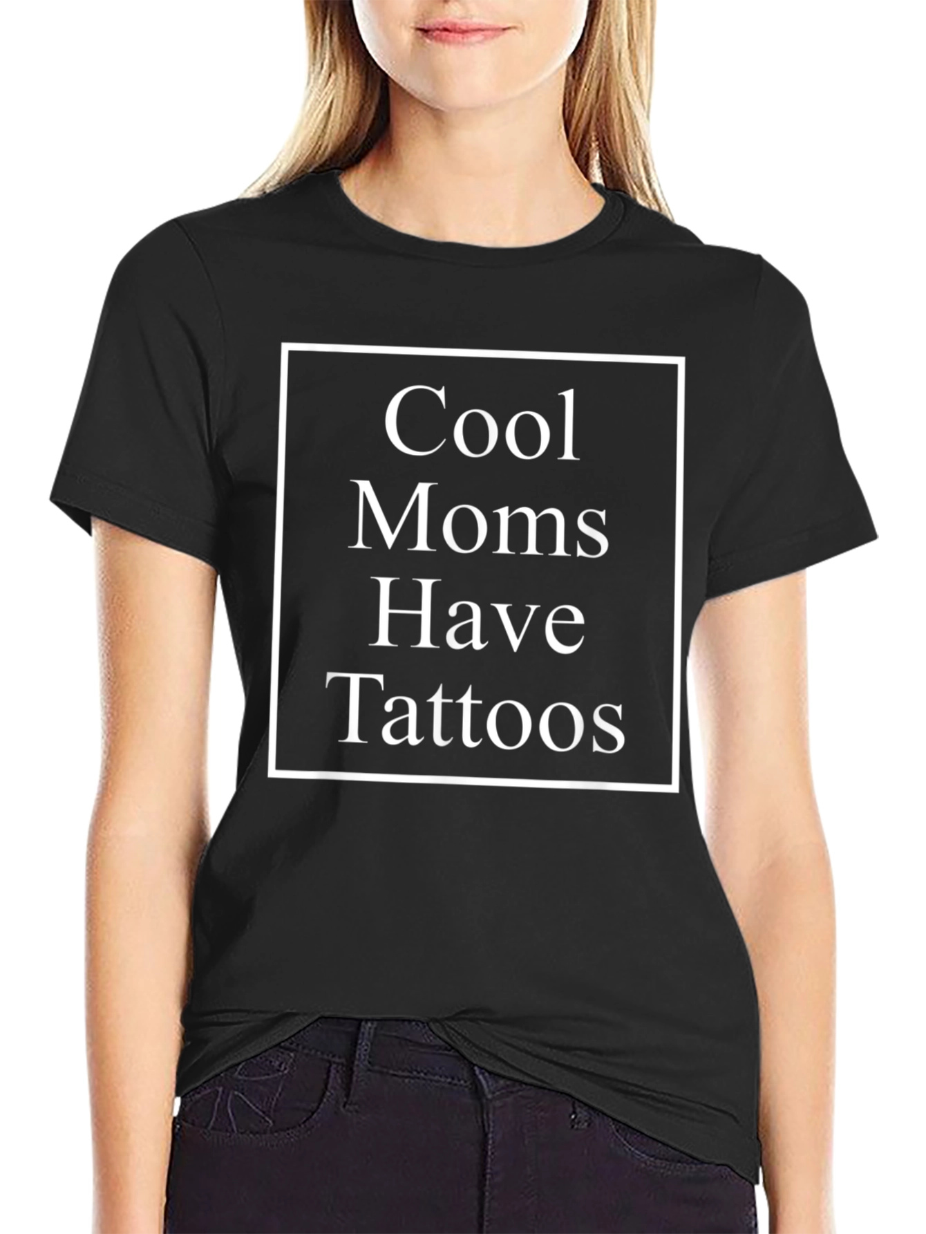 Cool Moms Have Tattoos Black Graphic T-Shirt