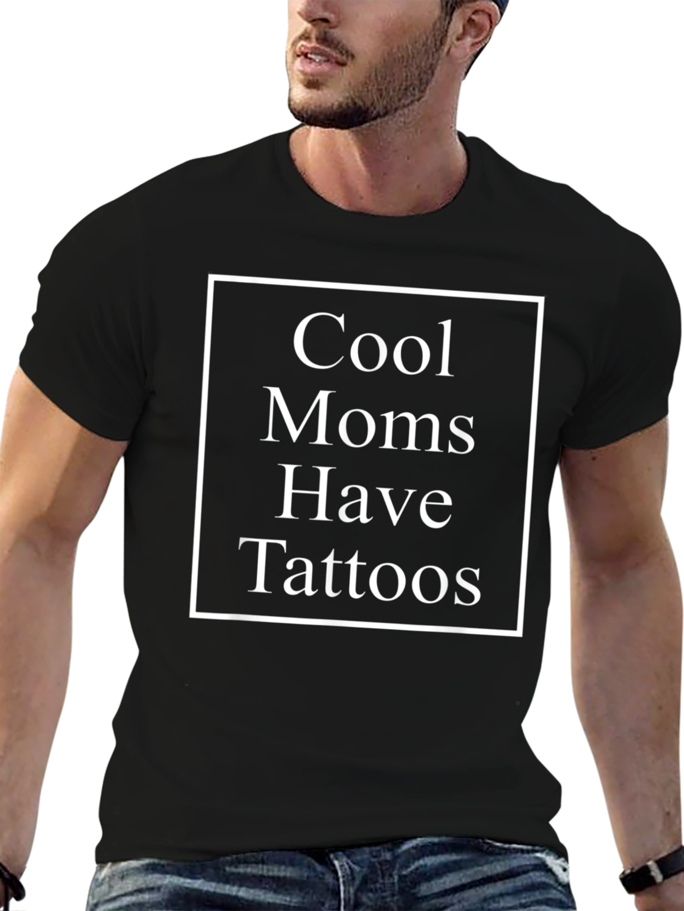 Cool Moms Have Tattoos Black Graphic T-Shirt