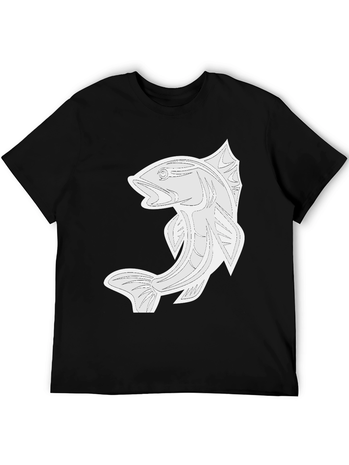 Black Graphic Tee - Fish Design